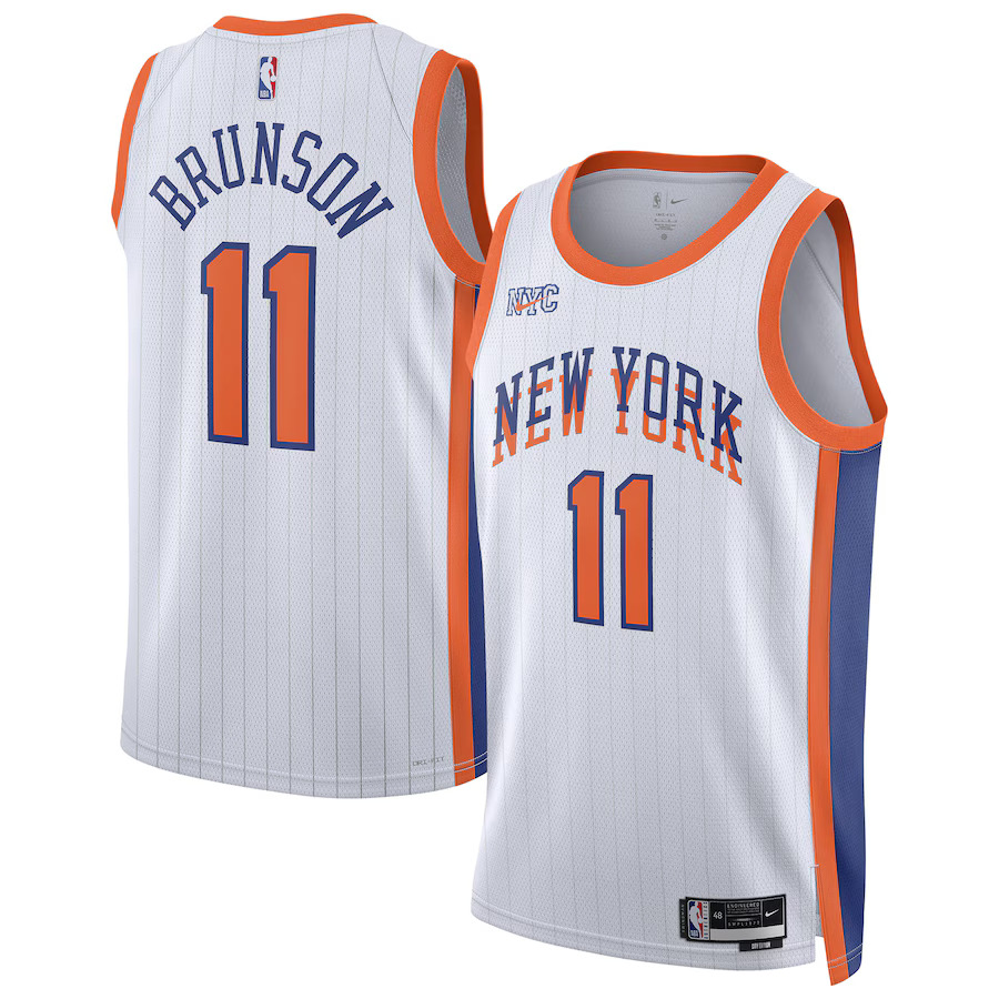 Men New York Knicks #11 Jalen Brunson Nike White City Edition 2024-25 Swingman Player NBA Jerse->new york knicks->NBA Jersey